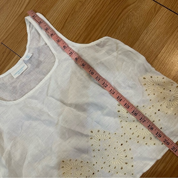 Cynthia rowley medium linen eye lit white cream sleeveless shirt cropped tank - Picture 5 of 6